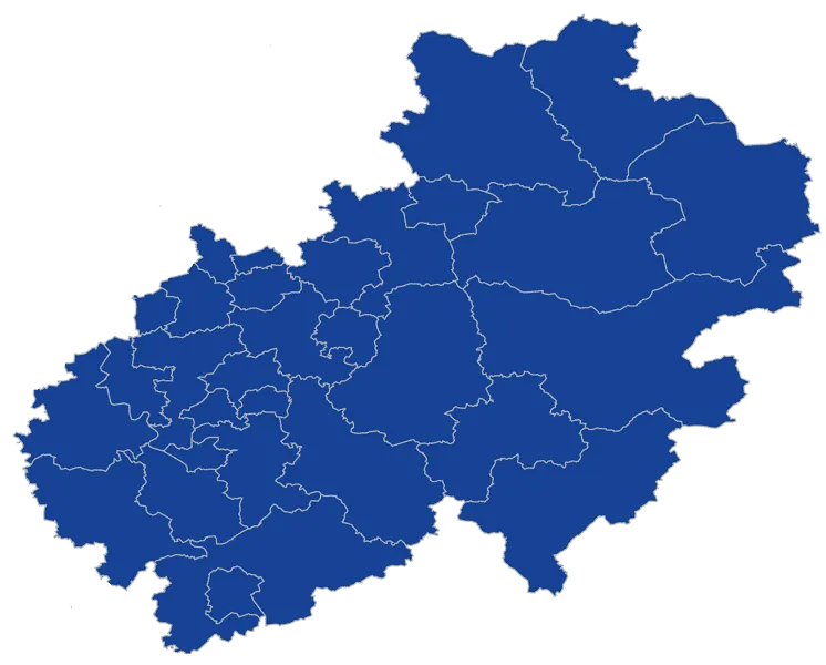 Karte mit den neun Standorten der Gummi Berger Gruppe in Nordrhein-Westfalen
